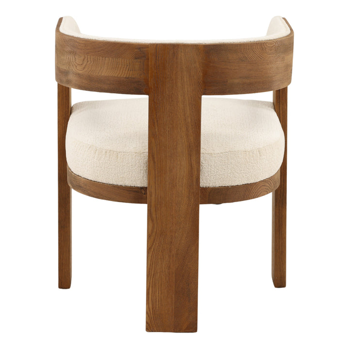 Wooden chair with white cushion on a white background