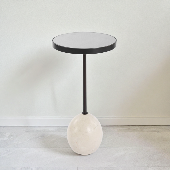 ODESA MARBLE + MIRROR TOP ACCENT TABLE