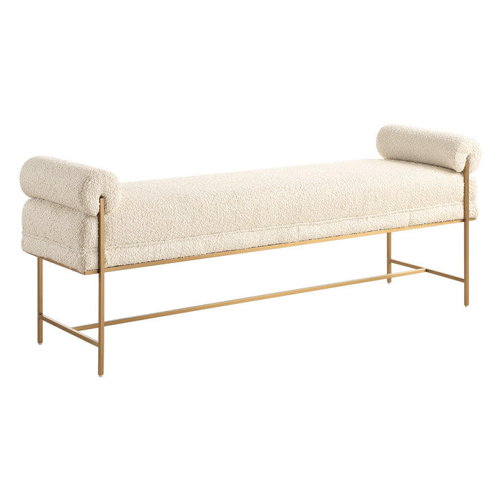 PEARL WHITE BOUCLE BOLSTER BENCH