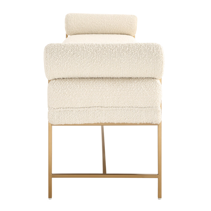 PEARL WHITE BOUCLE BOLSTER BENCH