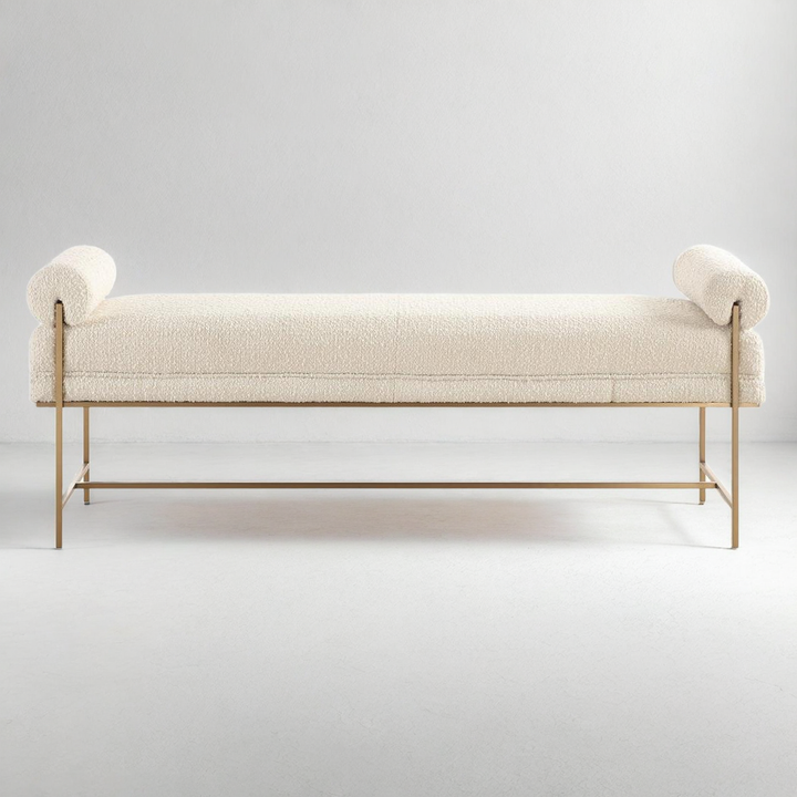 PEARL WHITE BOUCLE BOLSTER BENCH