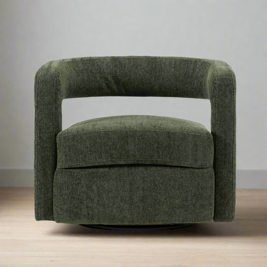 Green swivel chair on a white background