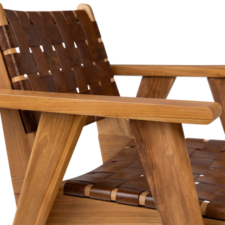SUTRI LEATHER STRAP TEAK DINING CHAIR