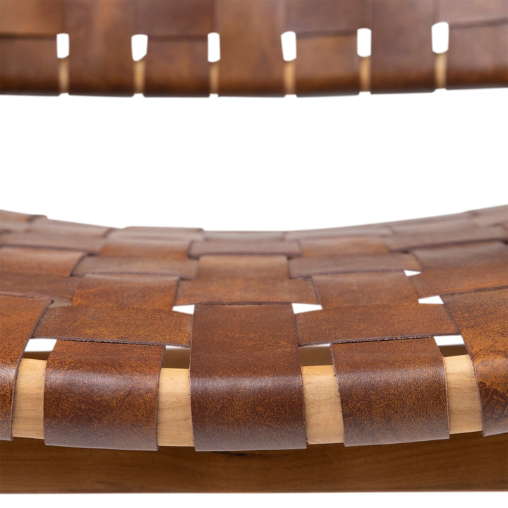 SUTRI LEATHER STRAP TEAK DINING CHAIR