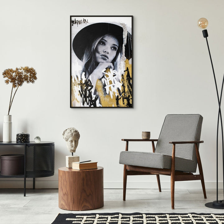 "THE GIRL WITH ALL THE WORDS" GOLD EMBELLISHED CANVAS ART