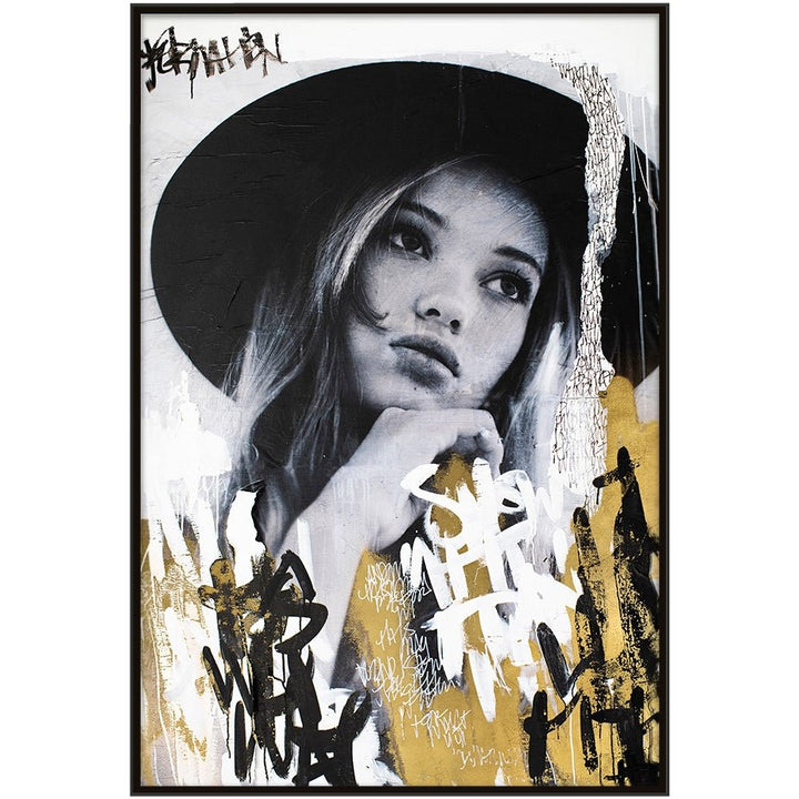 "THE GIRL WITH ALL THE WORDS" GOLD EMBELLISHED CANVAS ART