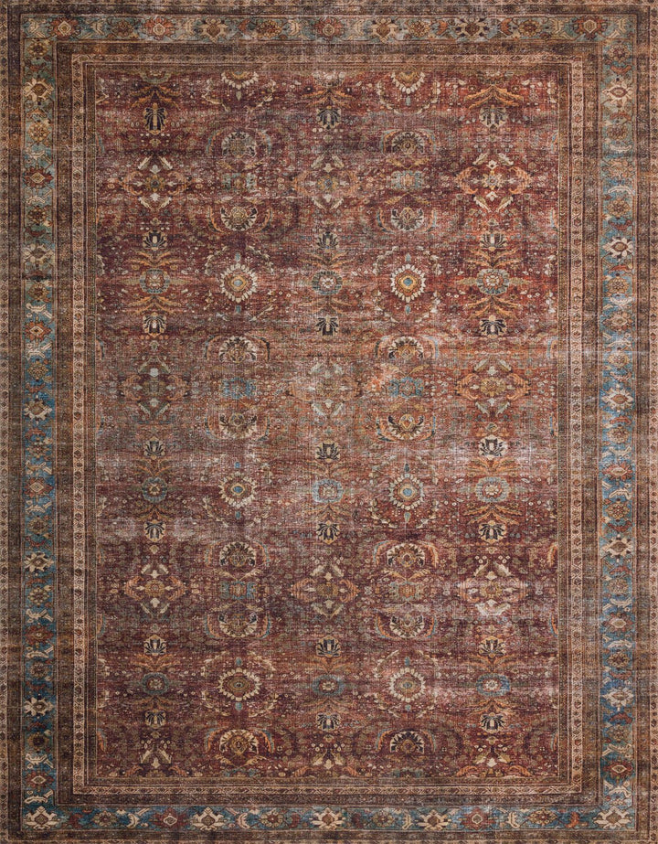 ANJALI VINTAGE PRINT FLAT RUG: BRICK, BLUE