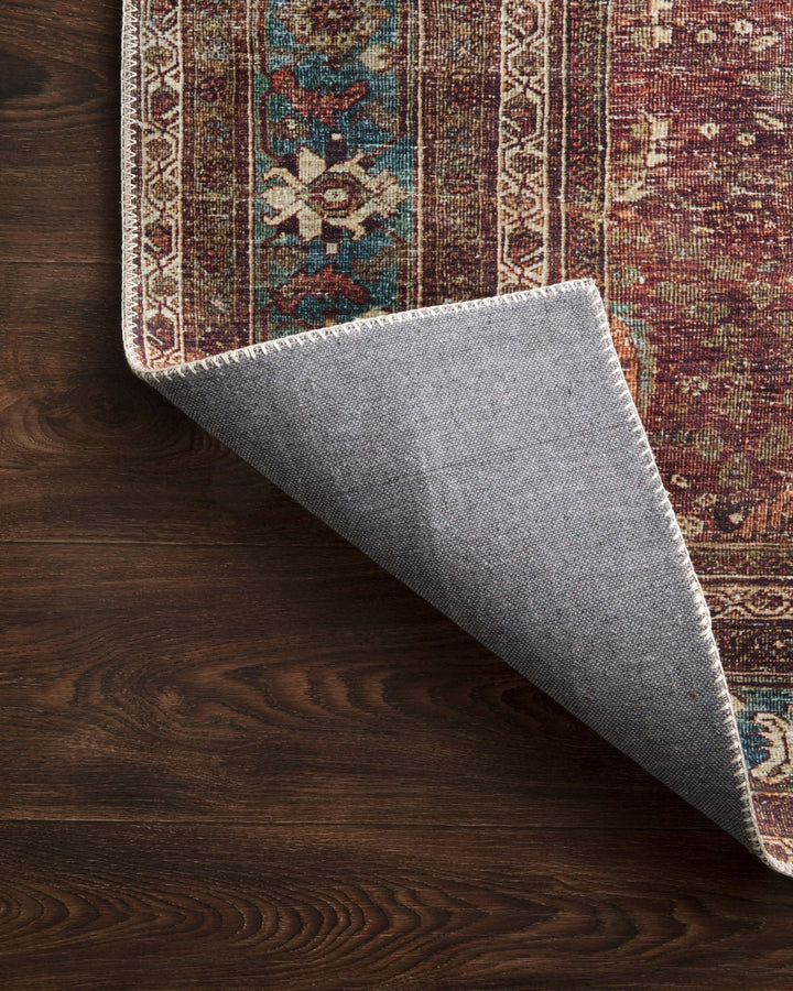 ANJALI VINTAGE PRINT FLAT RUG: BRICK, BLUE