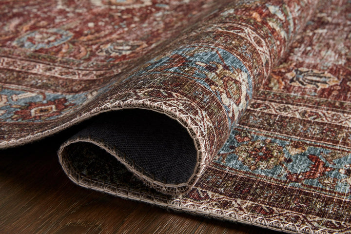 ANJALI VINTAGE PRINT FLAT RUG: BRICK, BLUE