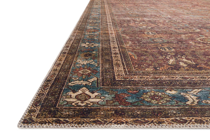 ANJALI VINTAGE PRINT FLAT RUG: BRICK, BLUE