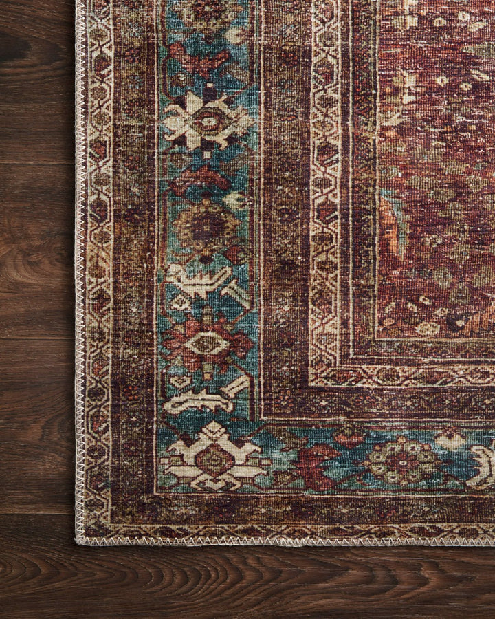 ANJALI VINTAGE PRINT FLAT RUG: BRICK, BLUE