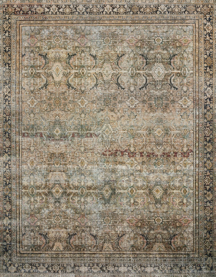 ARNAV VINTAGE PRINT FLAT RUG: OLIVE