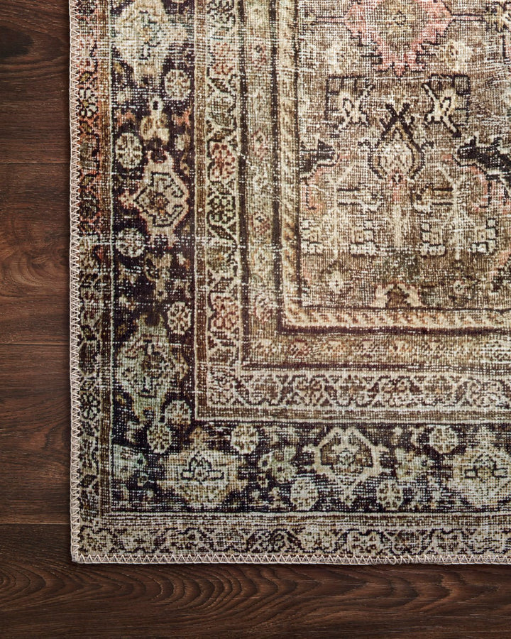 ARNAV VINTAGE PRINT FLAT RUG: OLIVE