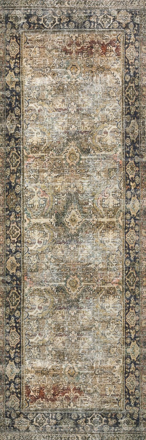 ARNAV VINTAGE PRINT FLAT RUG: OLIVE