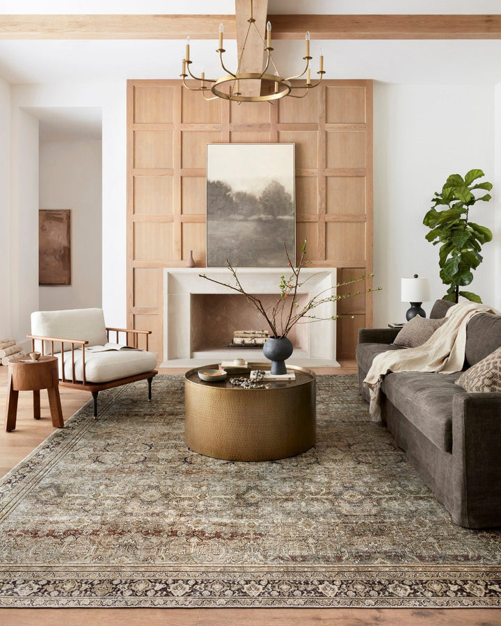 ARNAV VINTAGE PRINT FLAT RUG: OLIVE