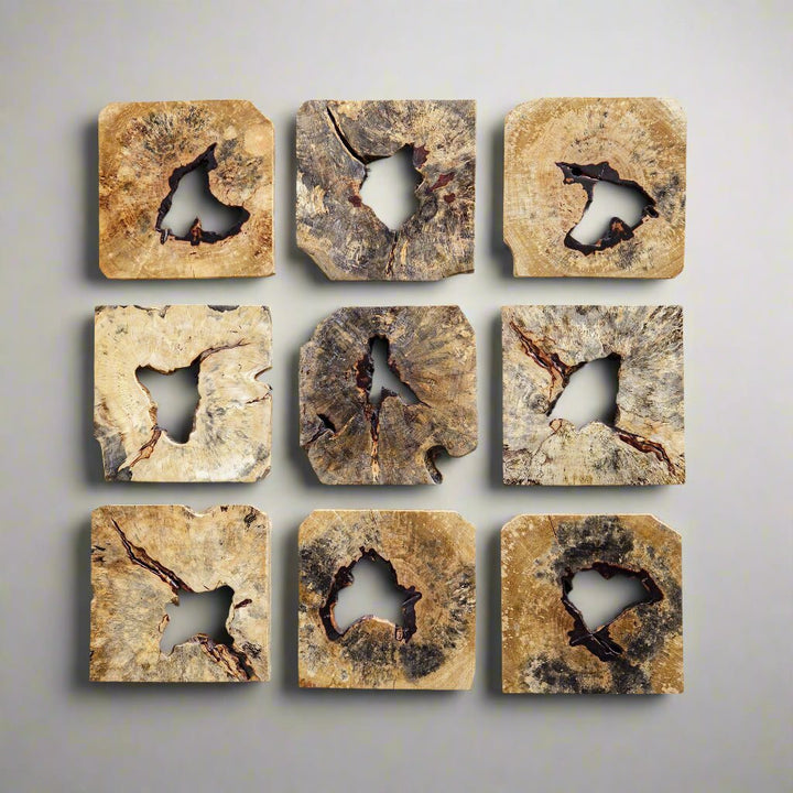 BAHATI WOOD WALL TILES: NATURAL | SET OF 9