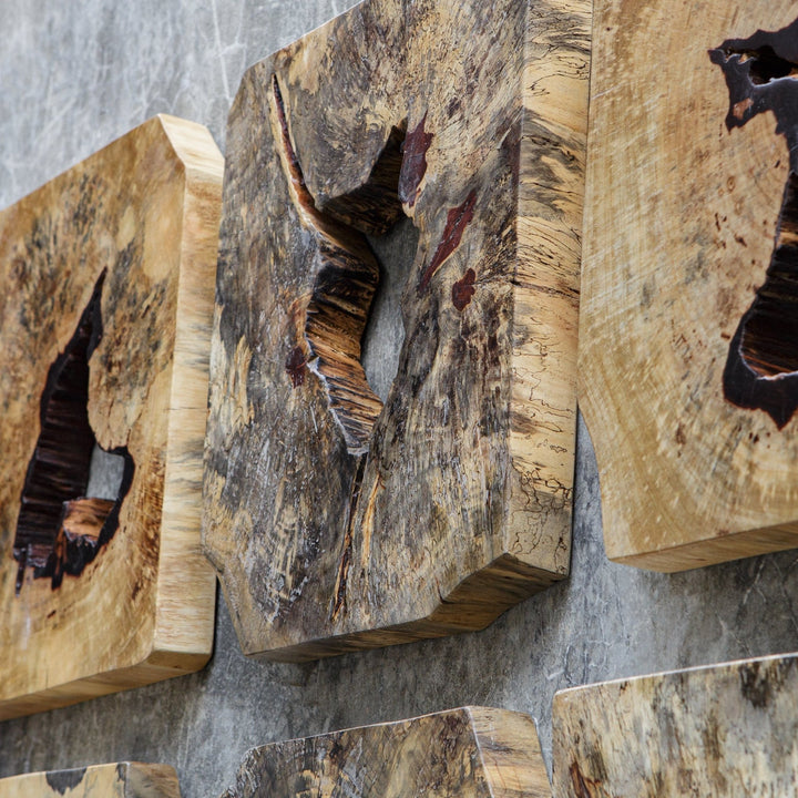 BAHATI WOOD WALL TILES: NATURAL | SET OF 9
