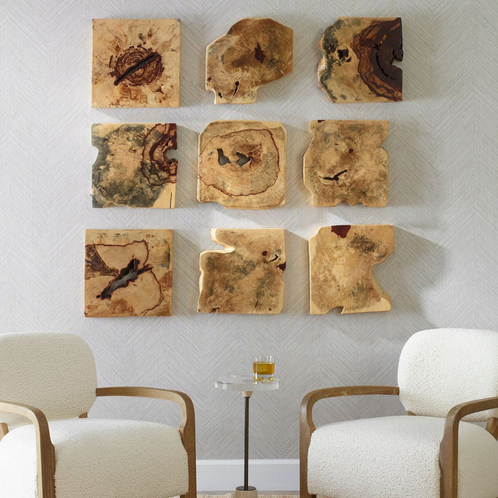 BAHATI WOOD WALL TILES: NATURAL | SET OF 9