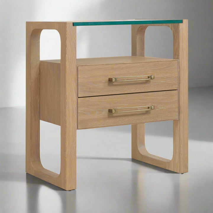 Banyon 2-Drawer Nightstand in a sleek design with ample storage space.