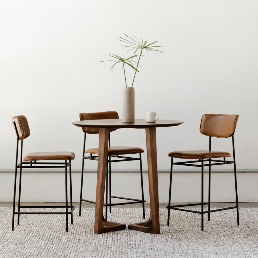 BAUER CHESTNUT LEATHER BARSTOOL