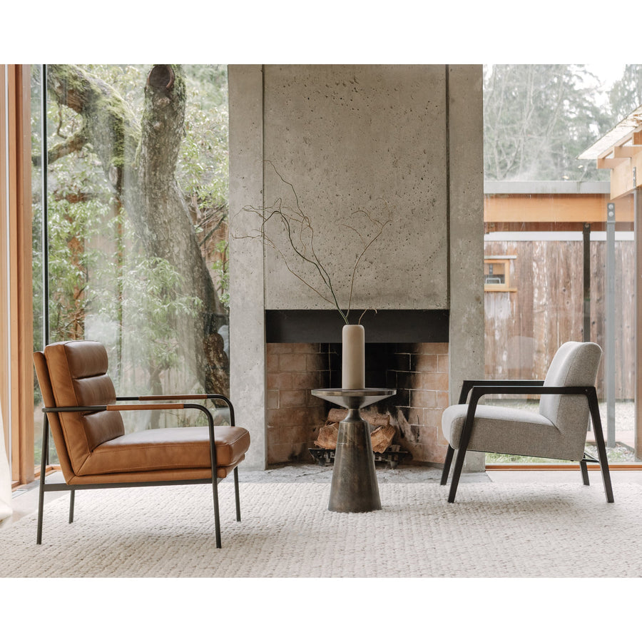 BAUER CHESTNUT LEATHER ARM CHAIR
