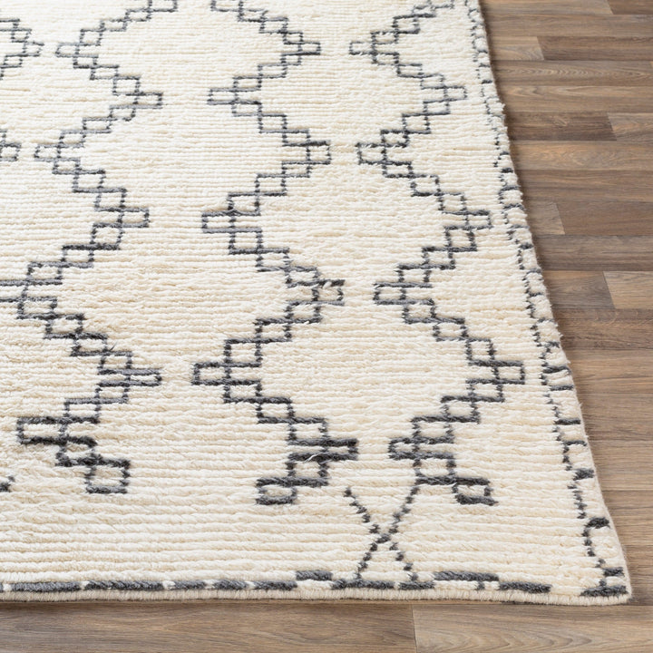 BENI HAND - WOVEN WOOL RUG: CREAM, GREY
