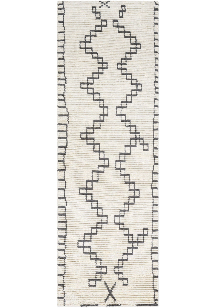 BENI HAND - WOVEN WOOL RUG: CREAM, GREY