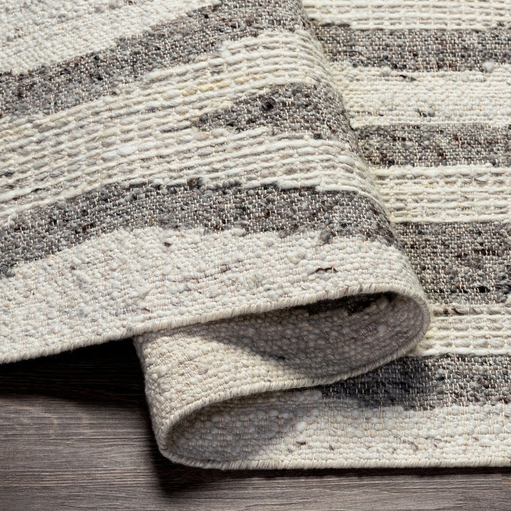 BENJY HAND - WOVEN WOOL RUG: CREAM, CHARCOAL
