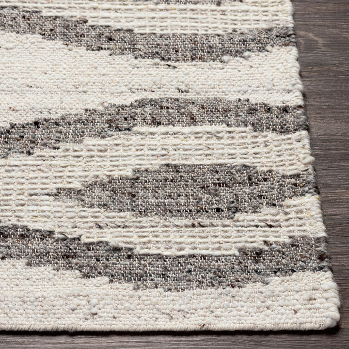 BENJY HAND - WOVEN WOOL RUG: CREAM, CHARCOAL