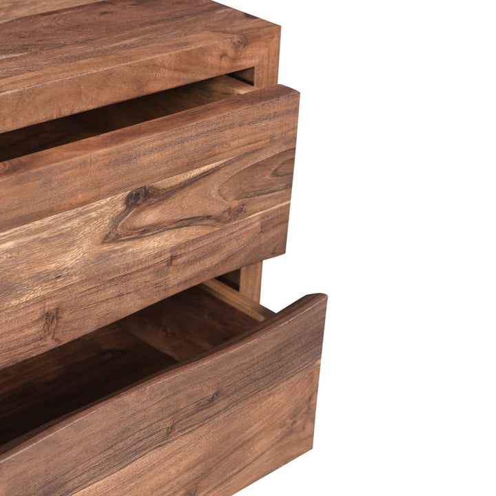 BENT SMOKED ACACIA WOOD NIGHTSTAND