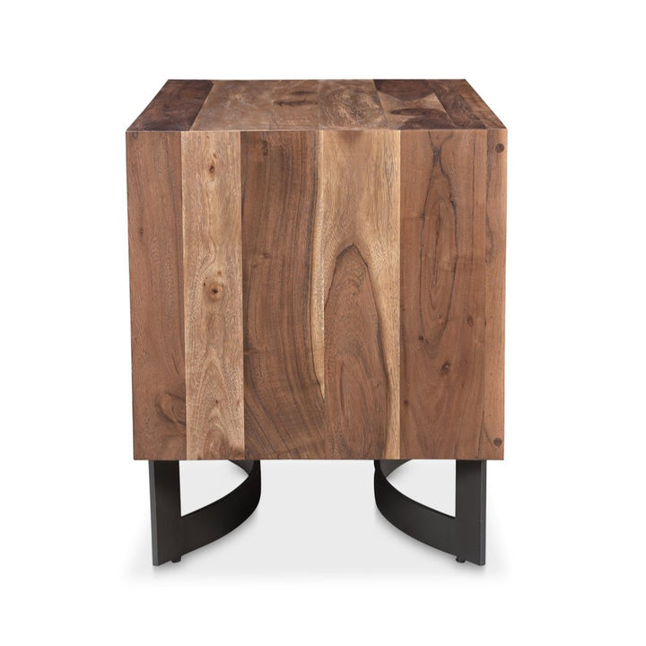 BENT SMOKED ACACIA WOOD NIGHTSTAND