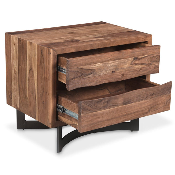 BENT SMOKED ACACIA WOOD NIGHTSTAND