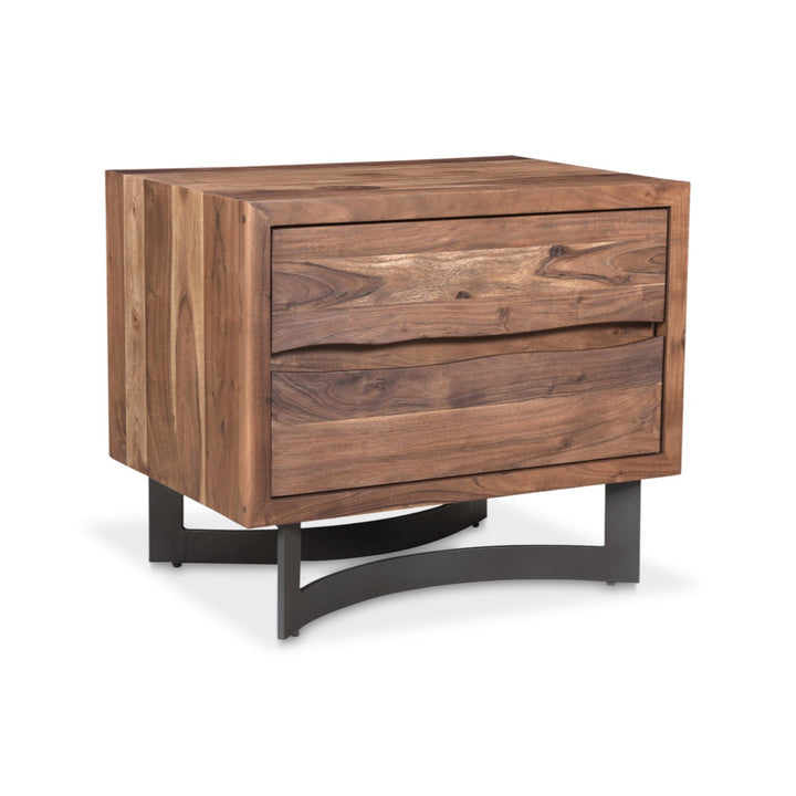 BENT SMOKED ACACIA WOOD NIGHTSTAND