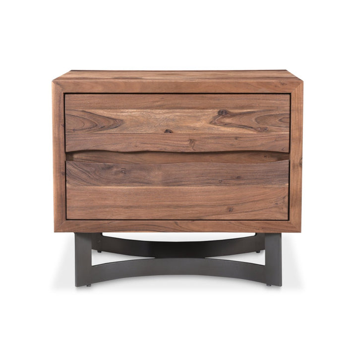 BENT SMOKED ACACIA WOOD NIGHTSTAND