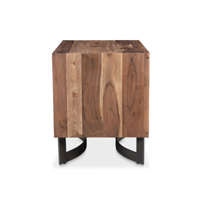 BENT SMOKED ACACIA WOOD NIGHTSTAND