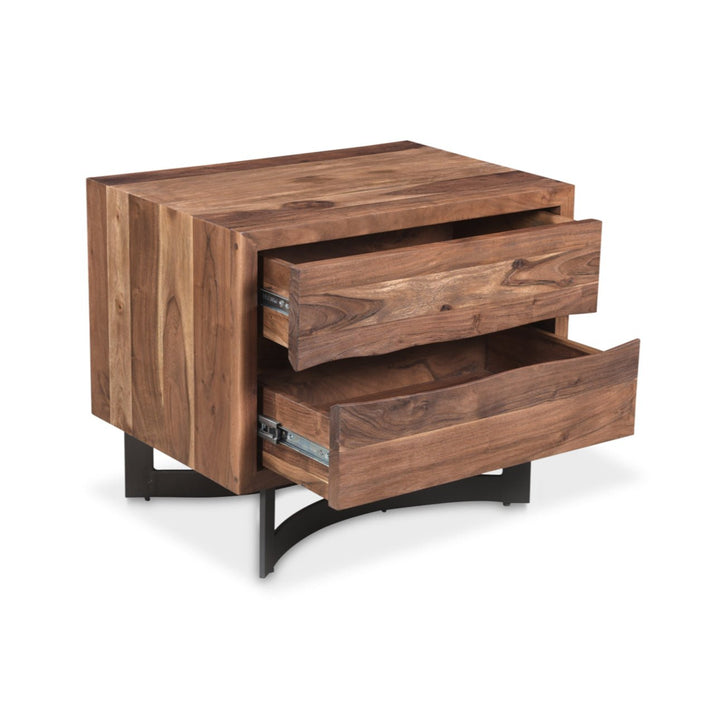 BENT SMOKED ACACIA WOOD NIGHTSTAND