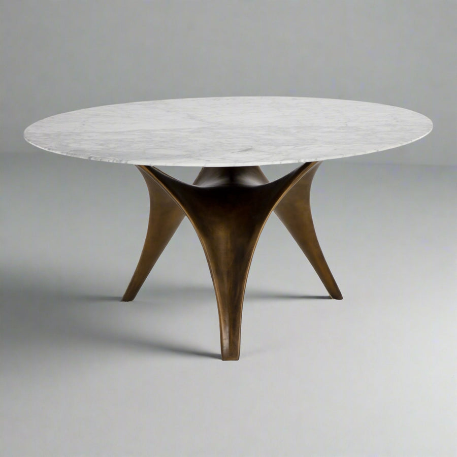 BIJON 59"RD MARBLE TOP DINING TABLE - FRONT VIEW