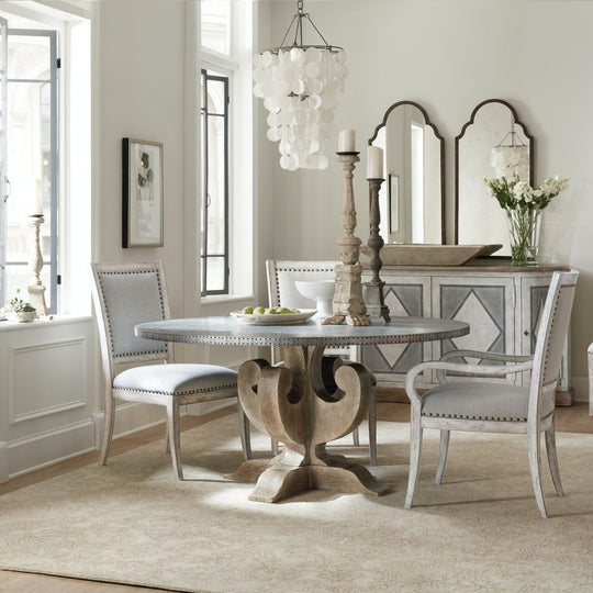 BOHEME ZINC TOP ROUND DINING TABLE