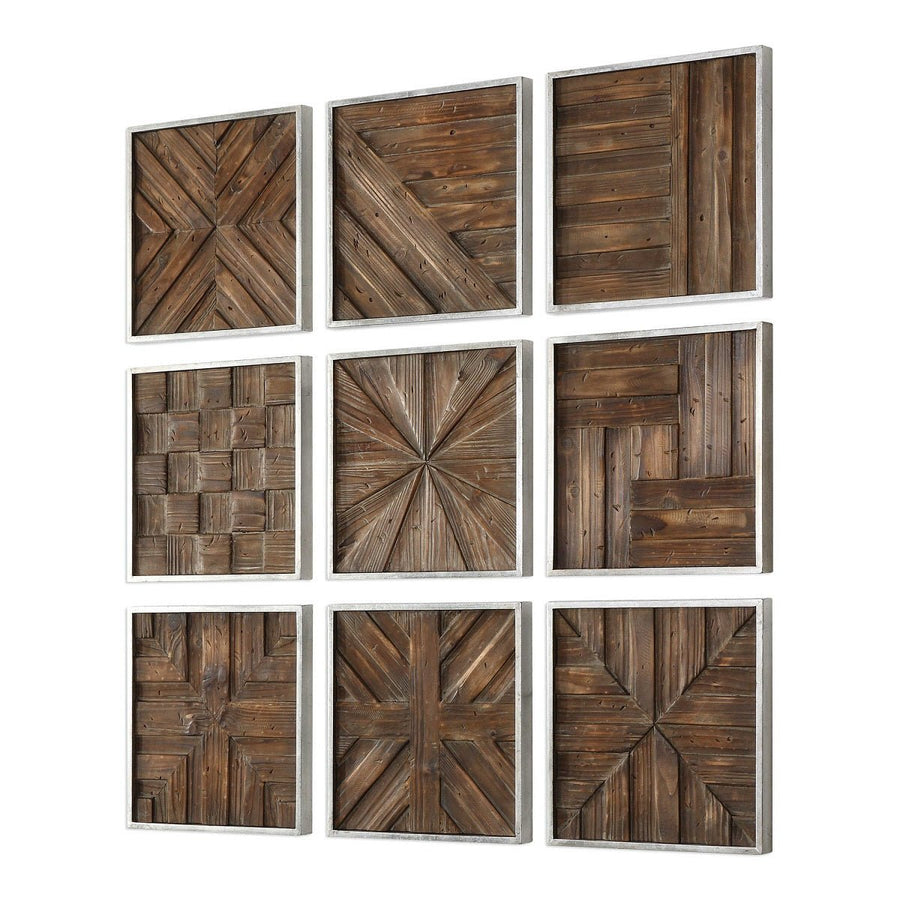 BRYNDLE WOOD SQUARES WALL DECOR | SET OF 9