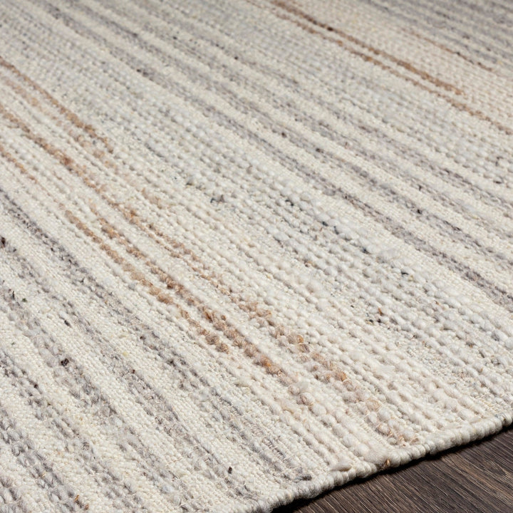 BRYNN HAND - WOVEN WOOL RUG: CREAM, LIGHT GREY