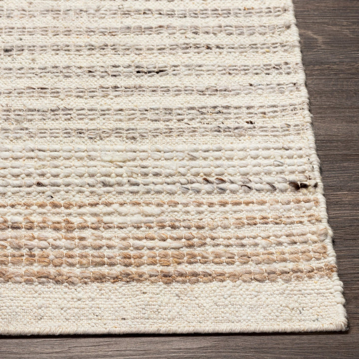 BRYNN HAND - WOVEN WOOL RUG: CREAM, LIGHT GREY