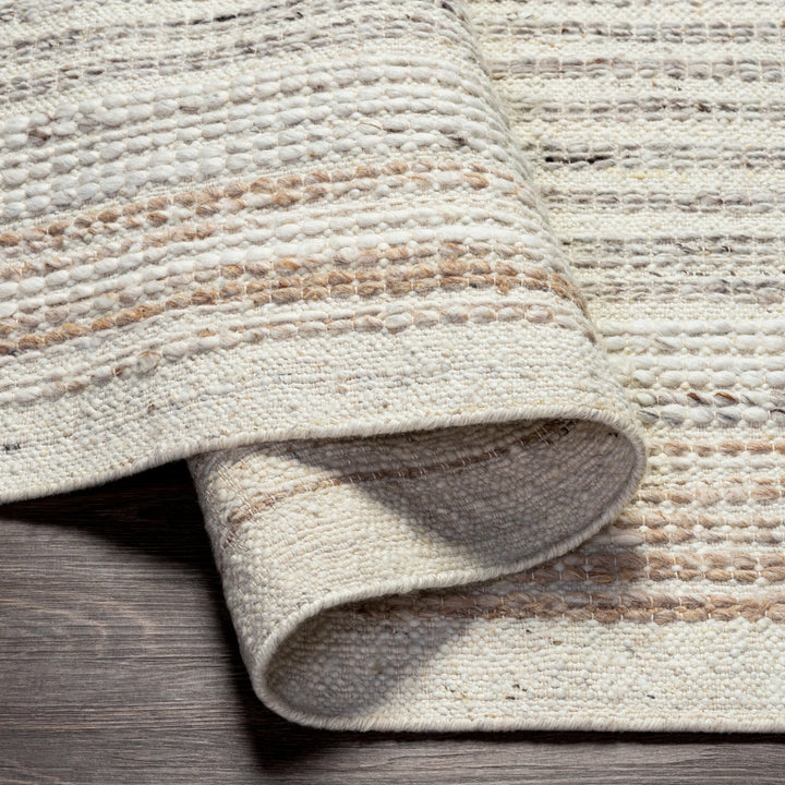 BRYNN HAND - WOVEN WOOL RUG: CREAM, LIGHT GREY