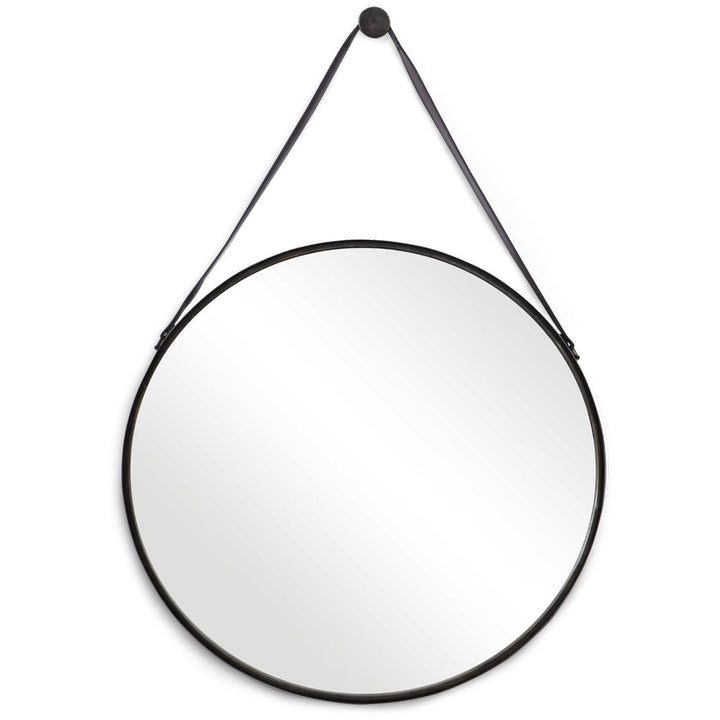 BUCKLE STRAP HANGING ROUND MIRROR