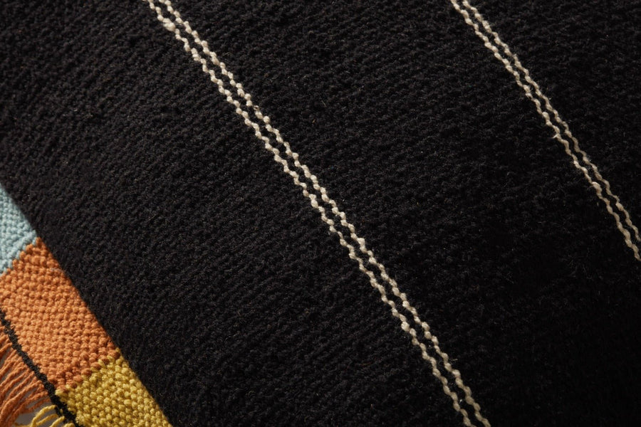 CARMEN BLACK MULTI FRINGE EDGE THROW PILLOW