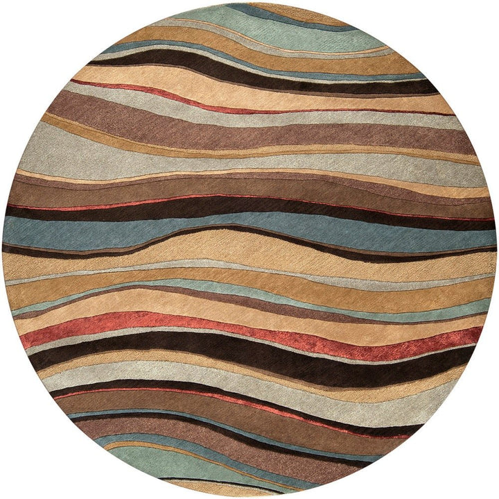CARVED LINES WOOL RUG: DESERT MULTI