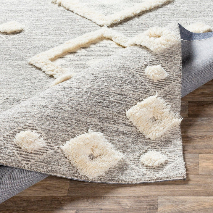 CHEROKEE BORDERED WOOL RUG: STONE + CREAM