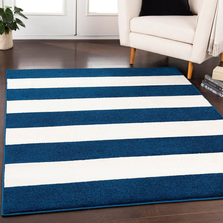 CHUNKY STRIPES RUG: NAVY + WHITE