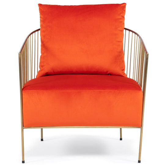 BRIGHT ORANGE VELVET CHAIR