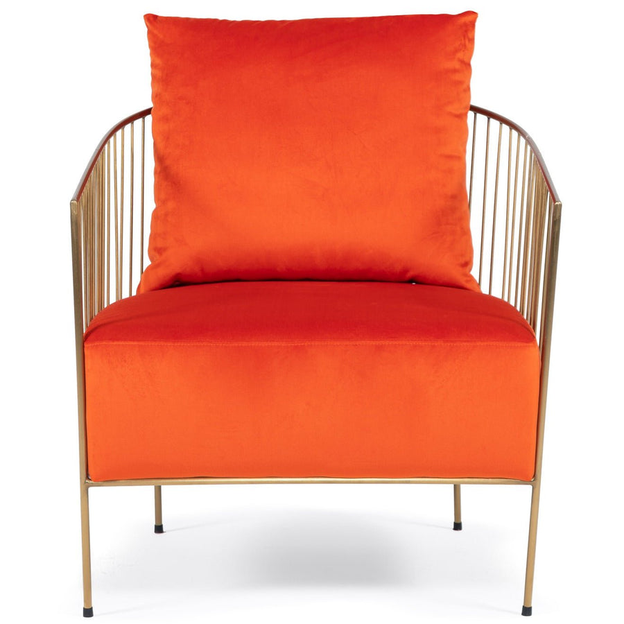 BRIGHT ORANGE VELVET CHAIR