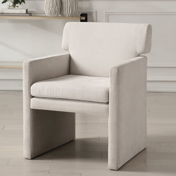 COLETTE IVORY TEXTURED VELVET DINING CHAIR